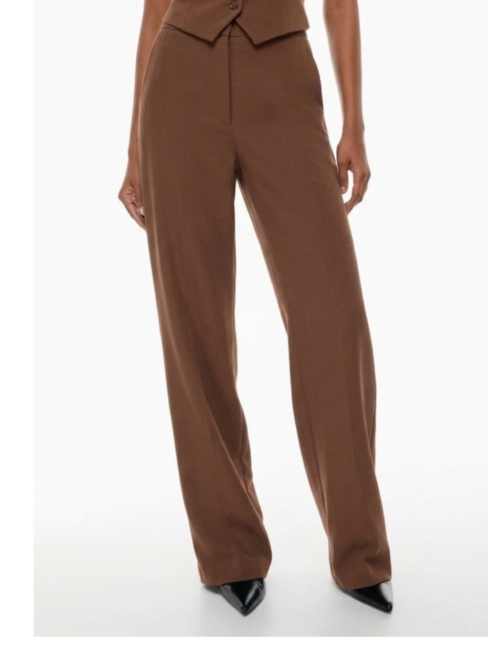 Aritzia Wilfred Alayna High Wasted Wide Leg Crepe Trousers Brown Size 6